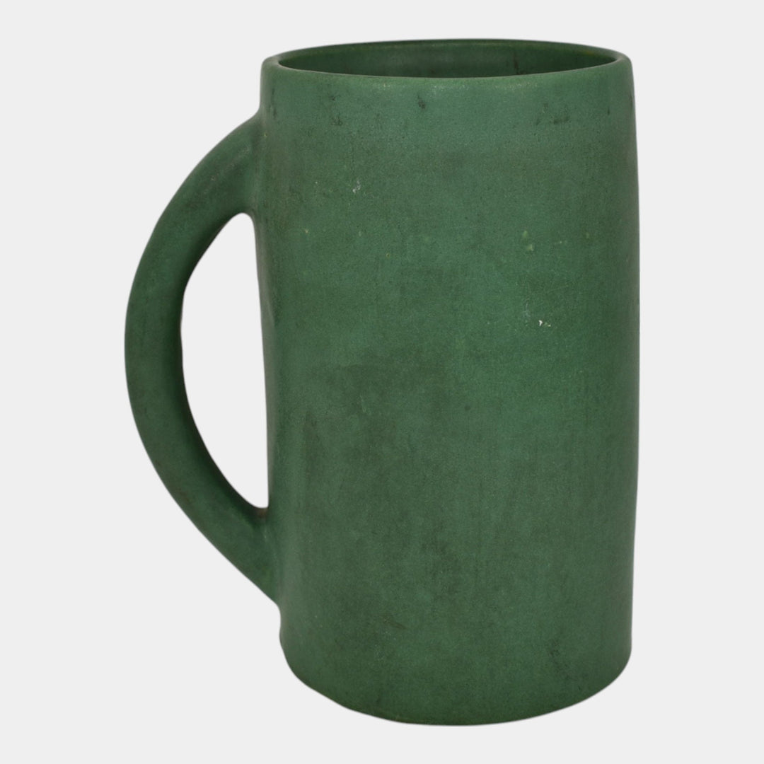 Zanesville Stoneware 1930s Vintage Arts And Craft Pottery Green Ceramic Mug