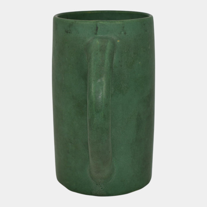 Zanesville Stoneware 1930s Vintage Arts And Craft Pottery Green Ceramic Mug