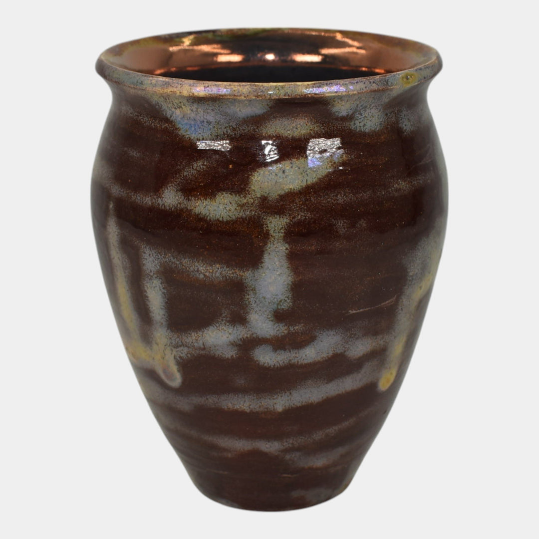 Paul Katrich Studio Art Pottery Red Blue Iridescent Hand Made Vase 482 - Just Art Pottery