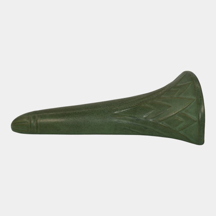 Peters and Reed Egyptian Ware 1920s Art Pottery Matte Green Ceramic Wall Pocket