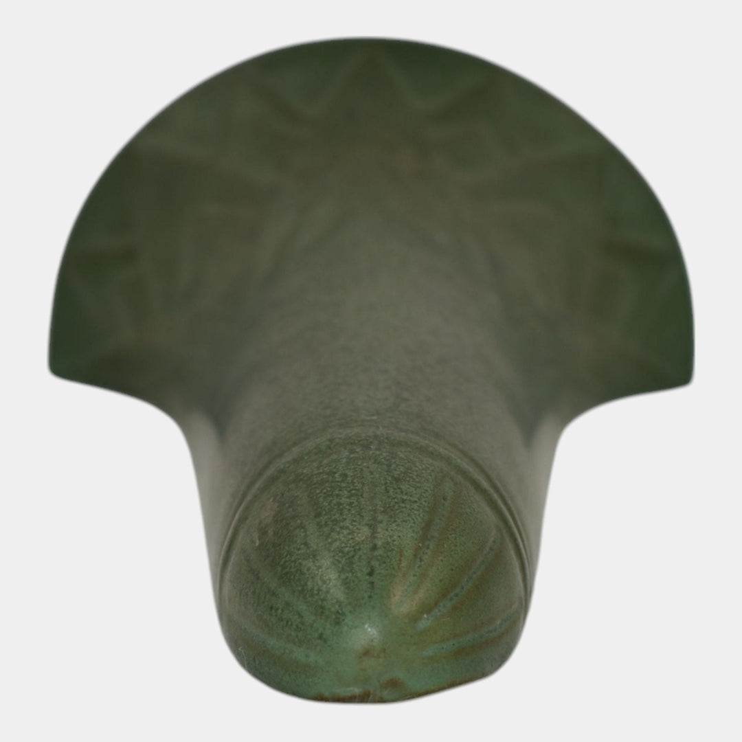 Peters and Reed Egyptian Ware 1920s Art Pottery Matte Green Ceramic Wall Pocket