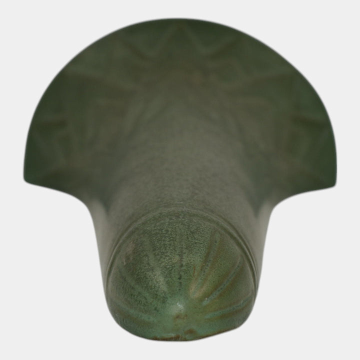 Peters and Reed Egyptian Ware 1920s Art Pottery Matte Green Ceramic Wall Pocket