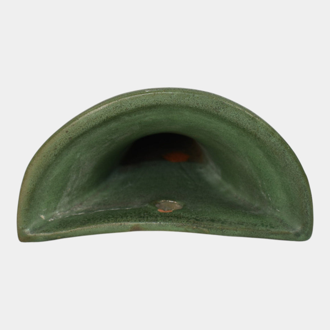 Peters and Reed Egyptian Ware 1920s Art Pottery Matte Green Ceramic Wall Pocket