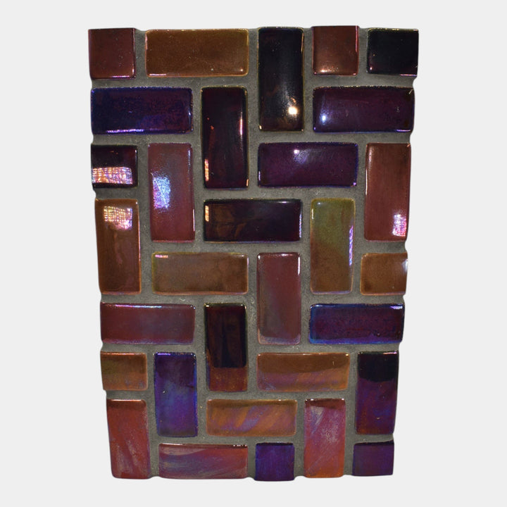 Motawi Tileworks Art Pottery Purple Yellow Iridescent Mounted Ceramic Tiles - Just Art Pottery