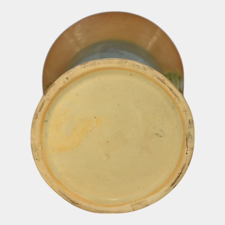 Roseville Futura Tan And Blue 1928 Vintage Art Deco Pottery Winged Vase 426-8 - Just Art Pottery