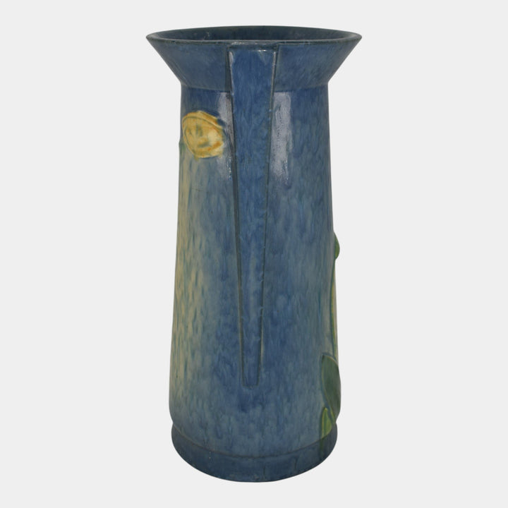 Roseville Futura Blue 1928 Weeping Tulip Art Deco Pottery Ceramic Vase 437-12 - Just Art Pottery