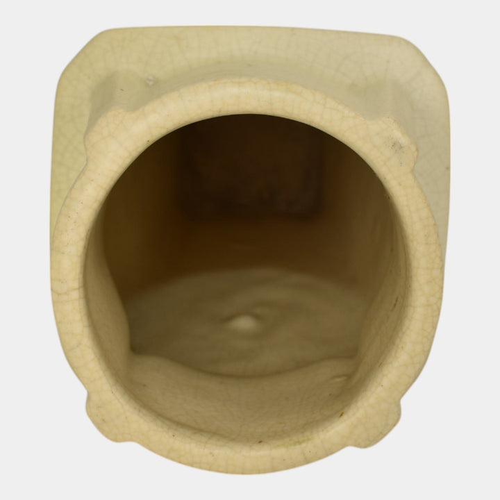 Weller Roma Atlantic 1920s Vintage Art Pottery Ivory Grapes Panel Ceramic Vase - Just Art Pottery