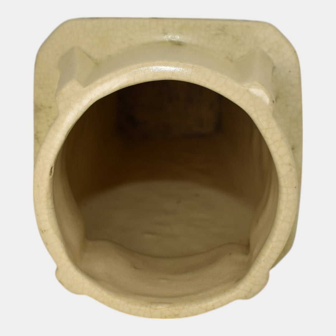 Weller Roma Atlantic 1920s Vintage Art Pottery Ivory Grapes Panel Vase - Just Art Pottery