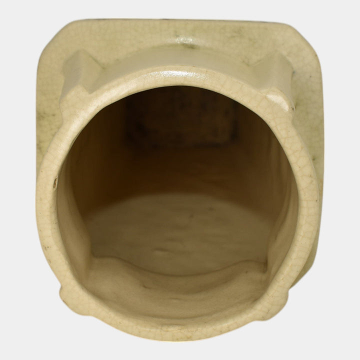 Weller Roma Atlantic 1920s Vintage Art Pottery Ivory Grapes Panel Vase - Just Art Pottery