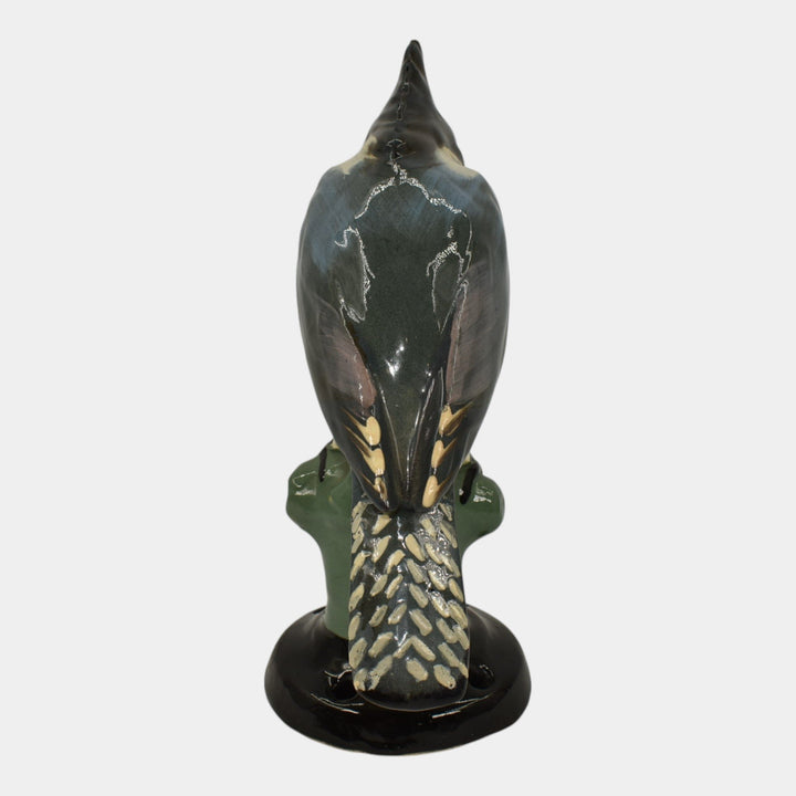 Weller Brighton 1915 Vintage Art Pottery Kingfisher Figurine Ceramic Flower Frog