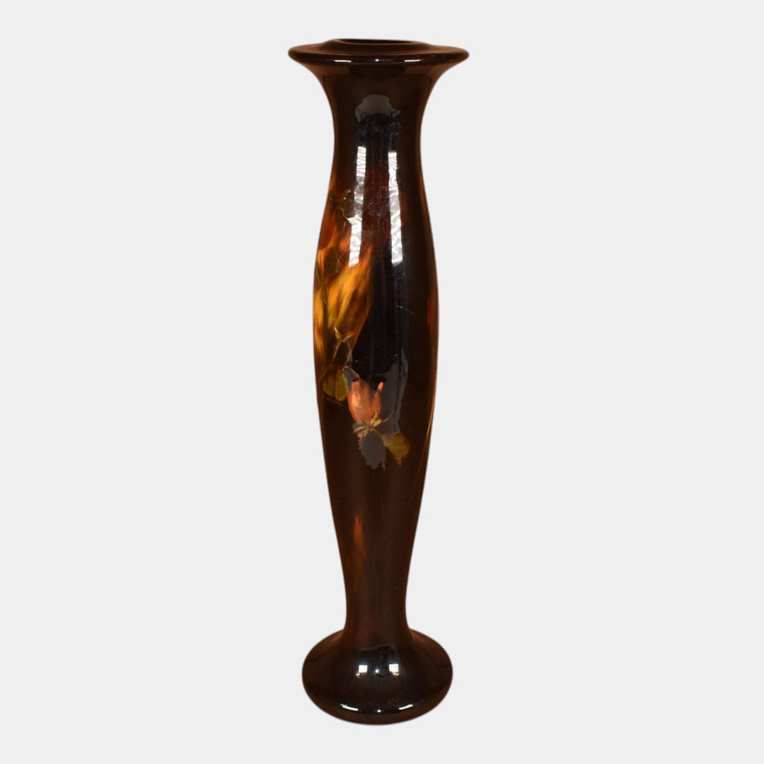 Weller Aurelian 1900s Vintage Art Pottery Brown Ceramic Candle Holder Pierce