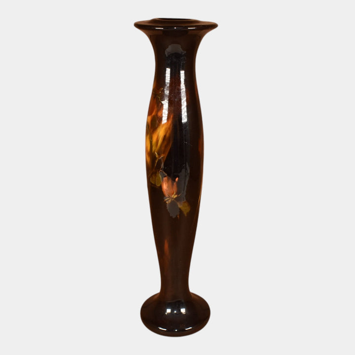 Weller Aurelian 1900s Vintage Art Pottery Brown Ceramic Candle Holder Pierce