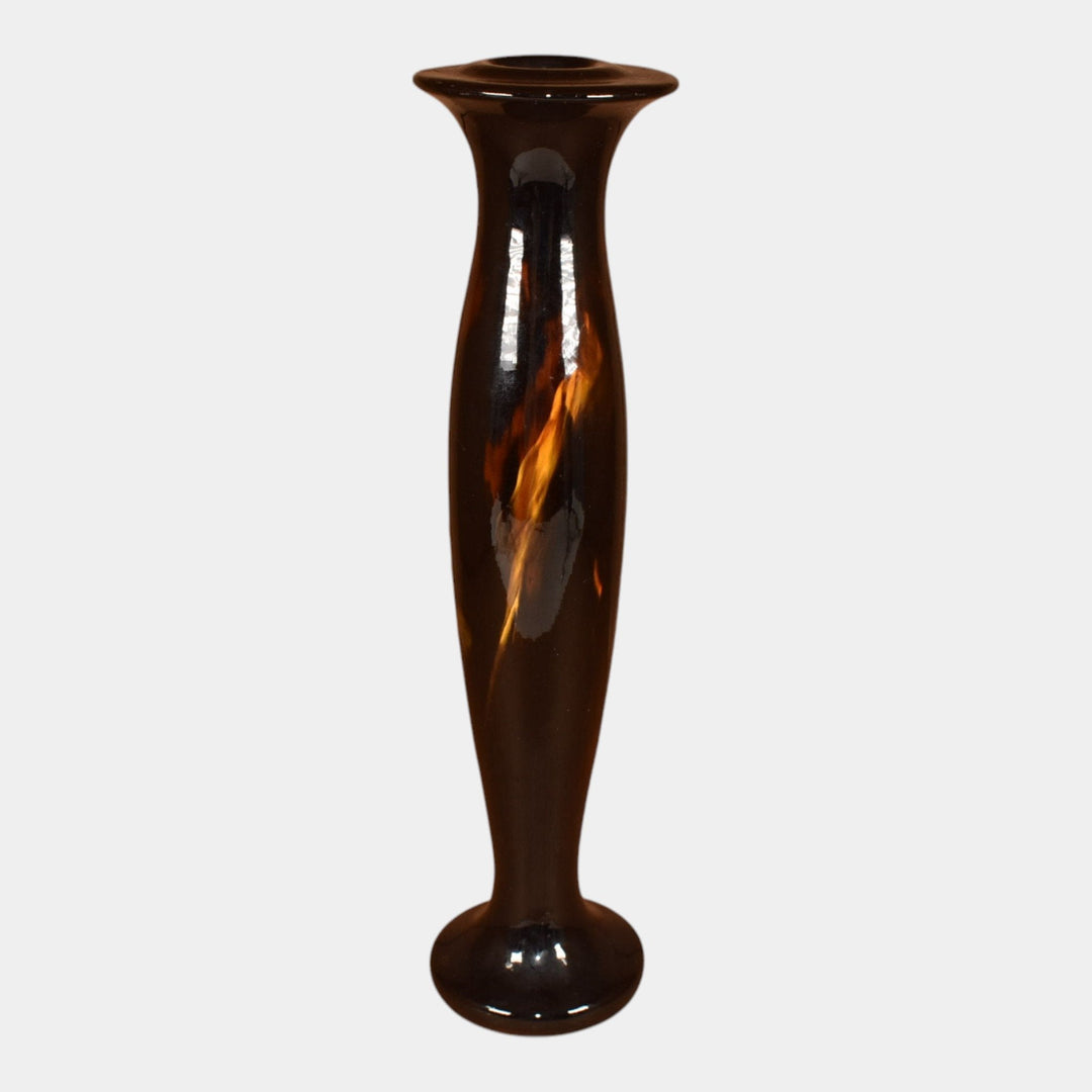 Weller Aurelian 1900s Vintage Art Pottery Brown Ceramic Candle Holder Pierce