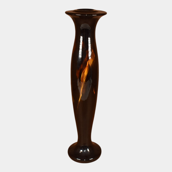 Weller Aurelian 1900s Vintage Art Pottery Brown Ceramic Candle Holder Pierce