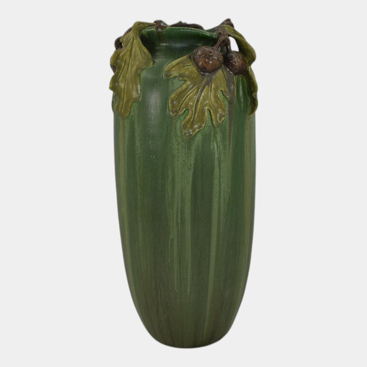 Ephraim Faience 2010 Hand Made Pottery Green Stalwart Oak Ceramic Vase C13R
