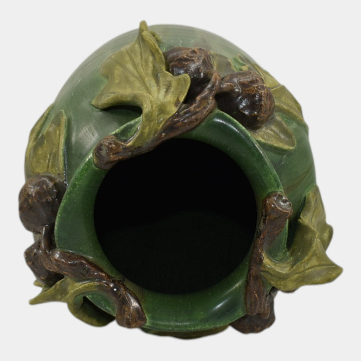 Ephraim Faience 2010 Hand Made Pottery Green Stalwart Oak Ceramic Vase C13R