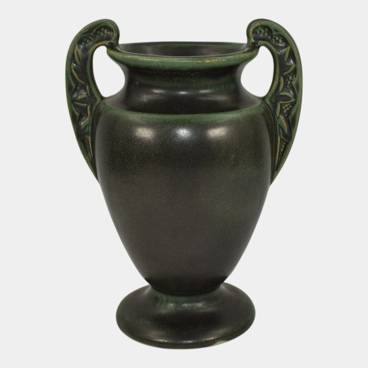 Weller Matte Green Vintage Arts and Crafts Pottery Handled Vase