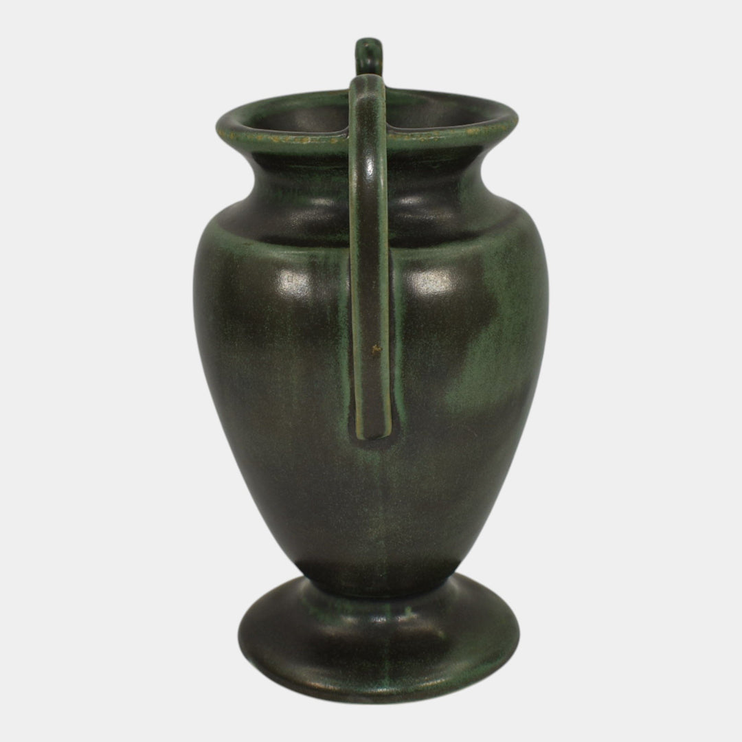 Weller Matte Green Vintage Arts and Crafts Pottery Handled Vase
