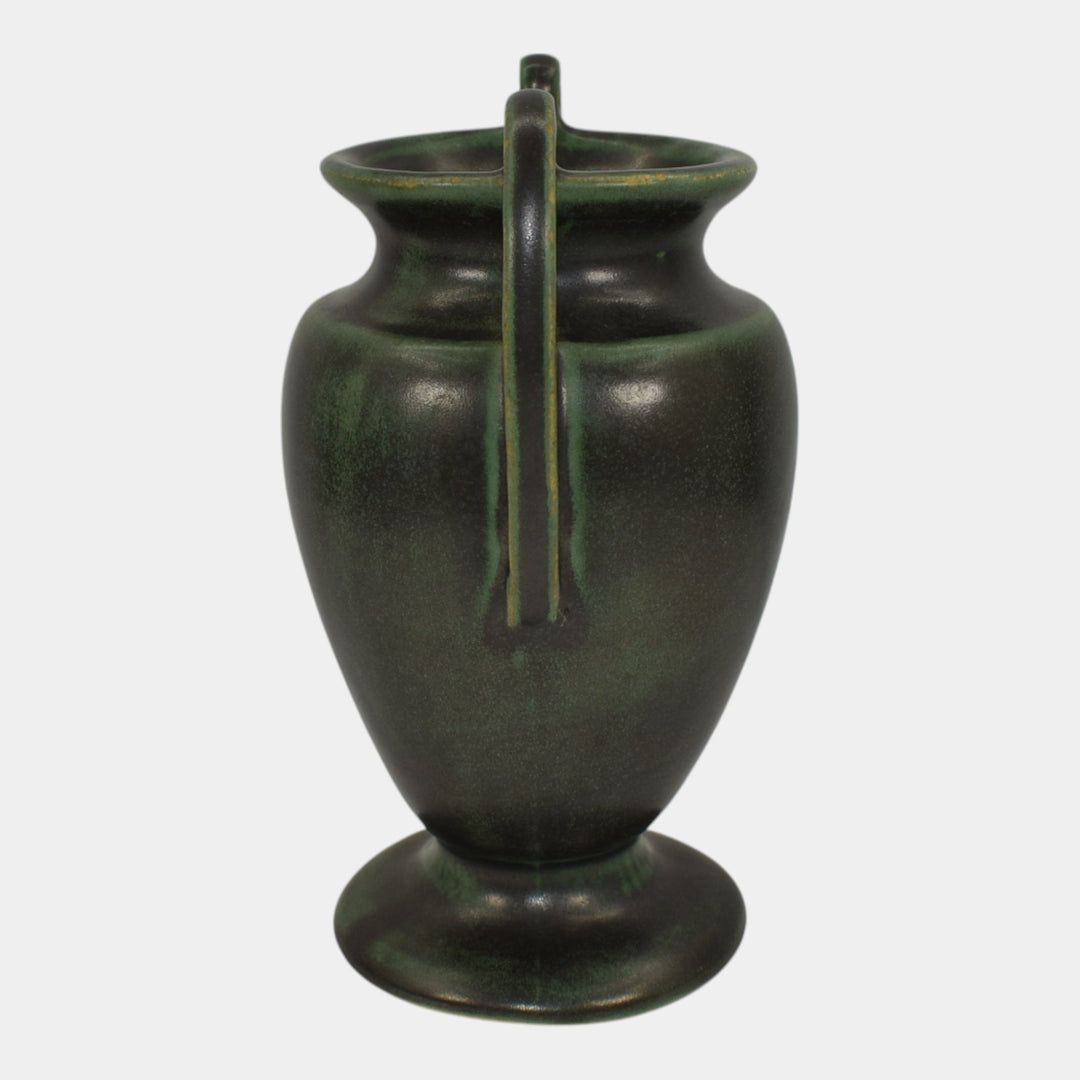 Weller Matte Green Vintage Arts and Crafts Pottery Handled Vase