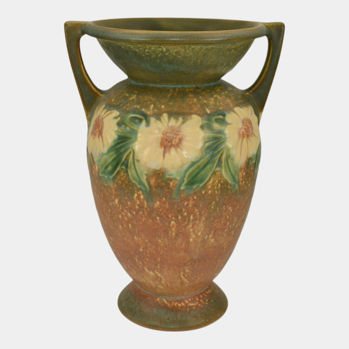 Roseville Dahlrose Brown 1928 Vintage Arts And Crafts Pottery Flower Vase 369-10