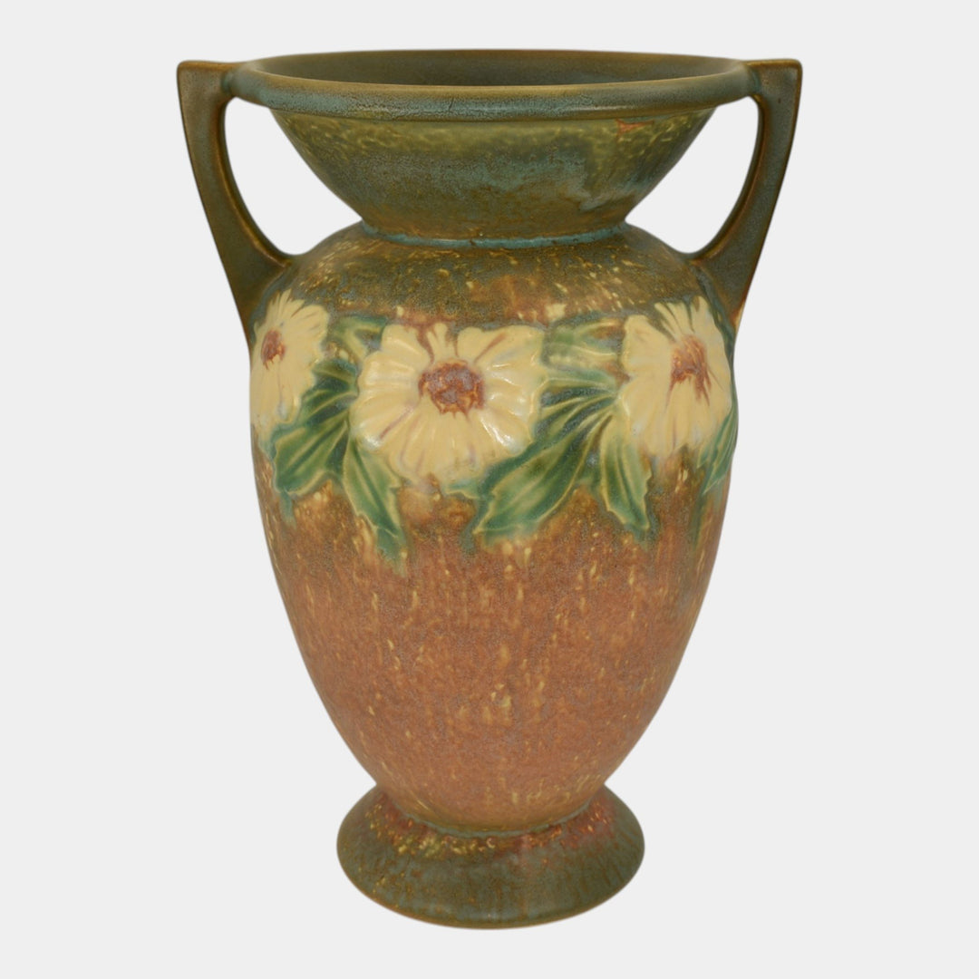 Roseville Dahlrose Brown 1928 Vintage Arts And Crafts Pottery Flower Vase 369-10