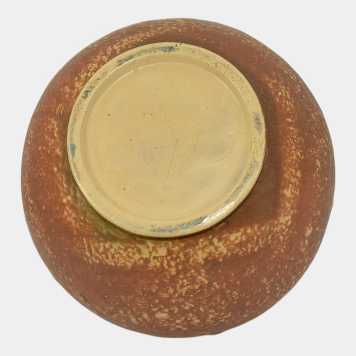 Roseville Dahlrose Brown 1928 Vintage Arts And Crafts Pottery Ceramic Vase 364-6 - Just Art Pottery