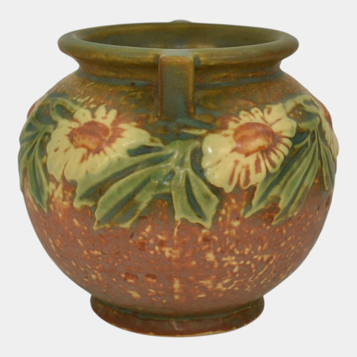 Roseville Dahlrose 1928 Arts And Crafts Pottery Ceramic Jardiniere Planter 614-4 - Just Art Pottery