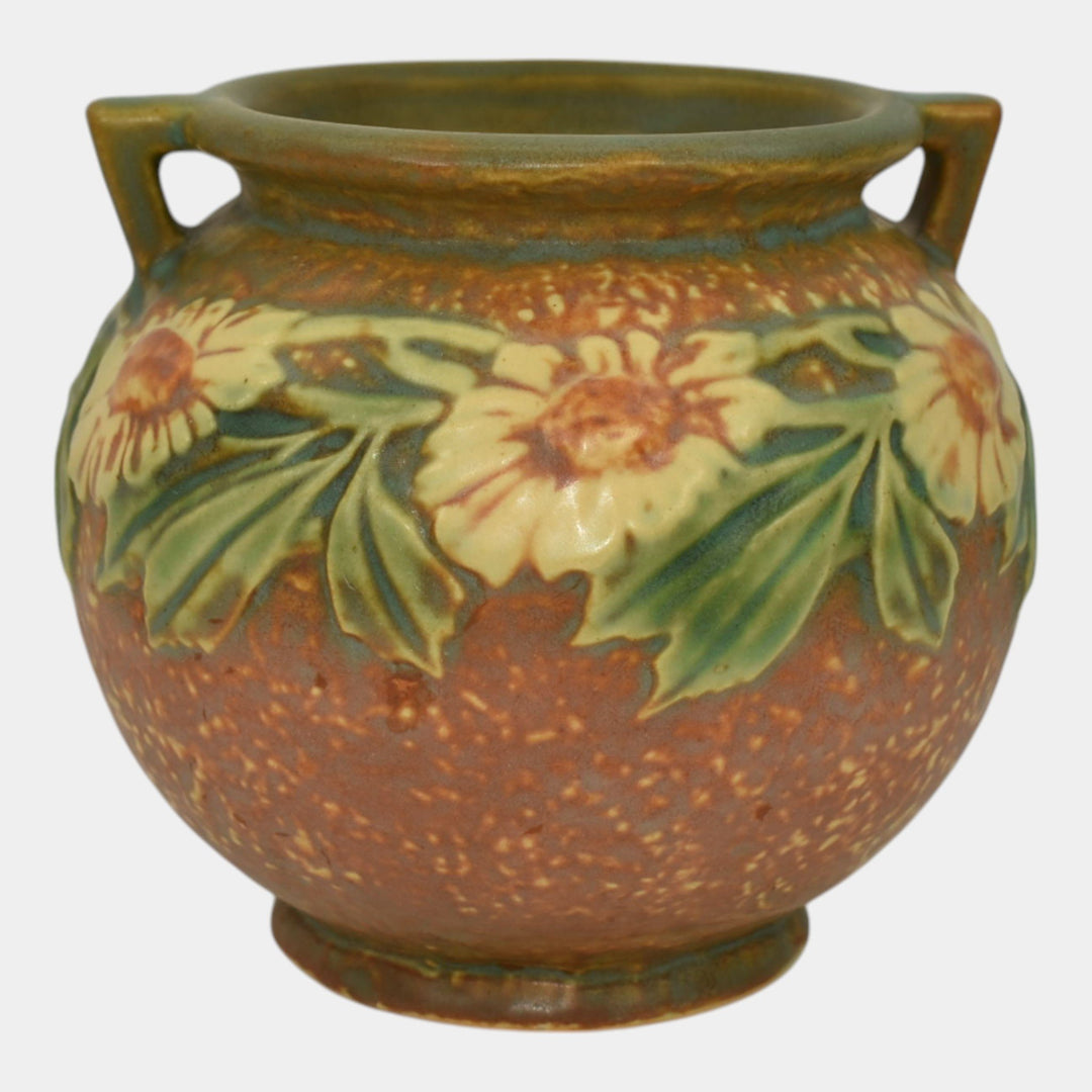 Roseville Dahlrose 1928 Arts And Crafts Pottery Ceramic Jardiniere Planter 614-4 - Just Art Pottery