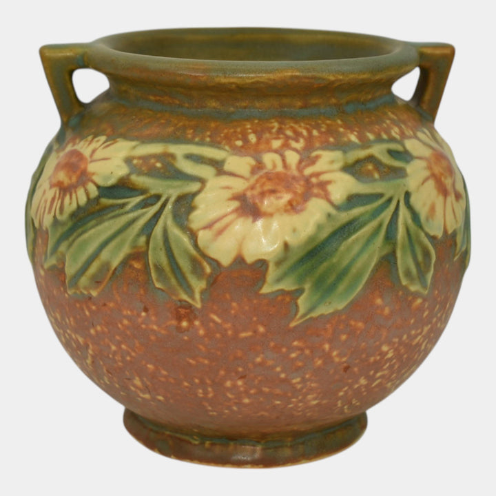 Roseville Dahlrose 1928 Arts And Crafts Pottery Ceramic Jardiniere Planter 614-4 - Just Art Pottery