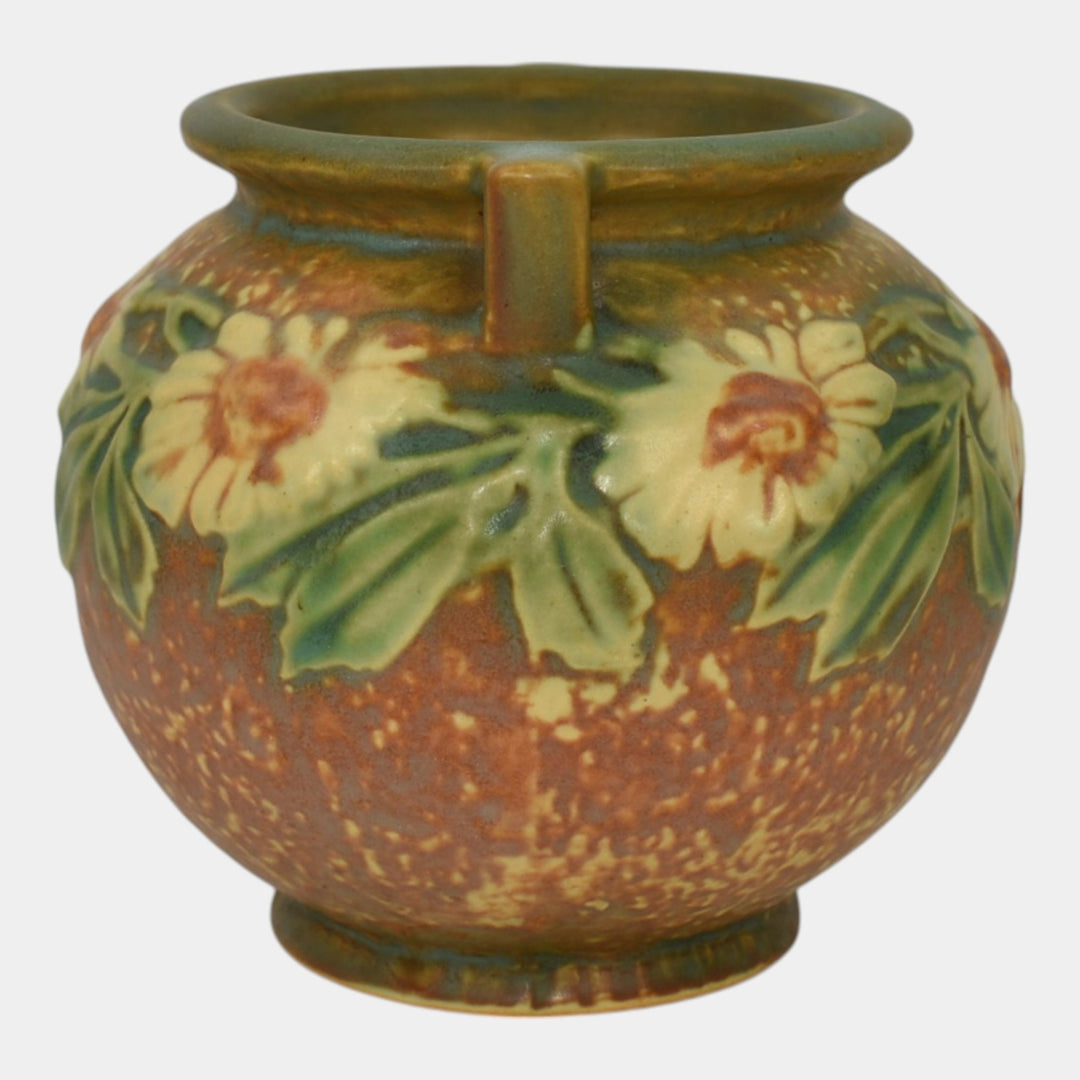 Roseville Dahlrose 1928 Arts And Crafts Pottery Ceramic Jardiniere Planter 614-4 - Just Art Pottery