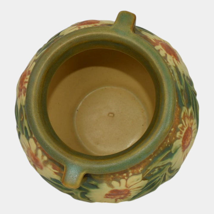 Roseville Dahlrose 1928 Arts And Crafts Pottery Ceramic Jardiniere Planter 614-4 - Just Art Pottery