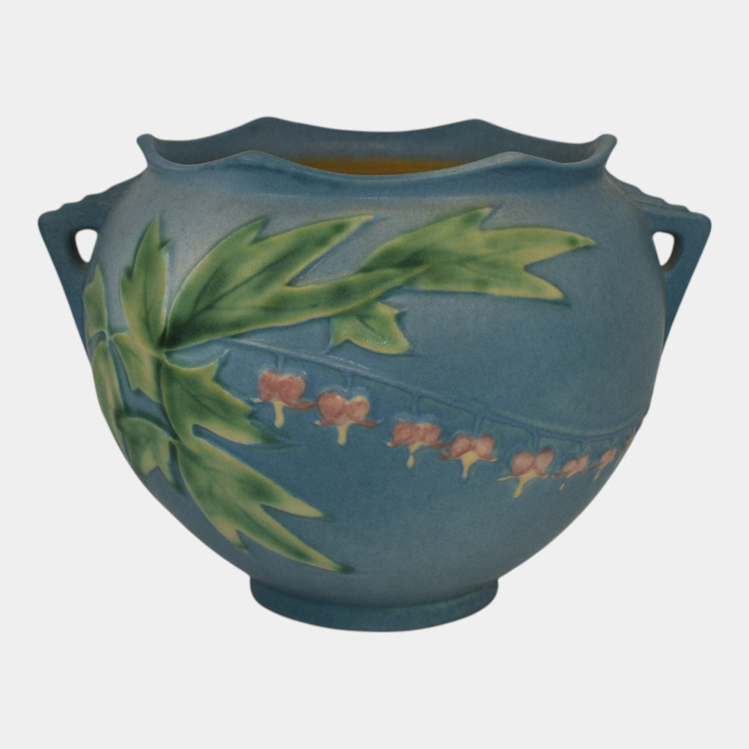 Roseville Bleeding Heart Blue 1940 Vintage Art Pottery Jardiniere Planter 651-5