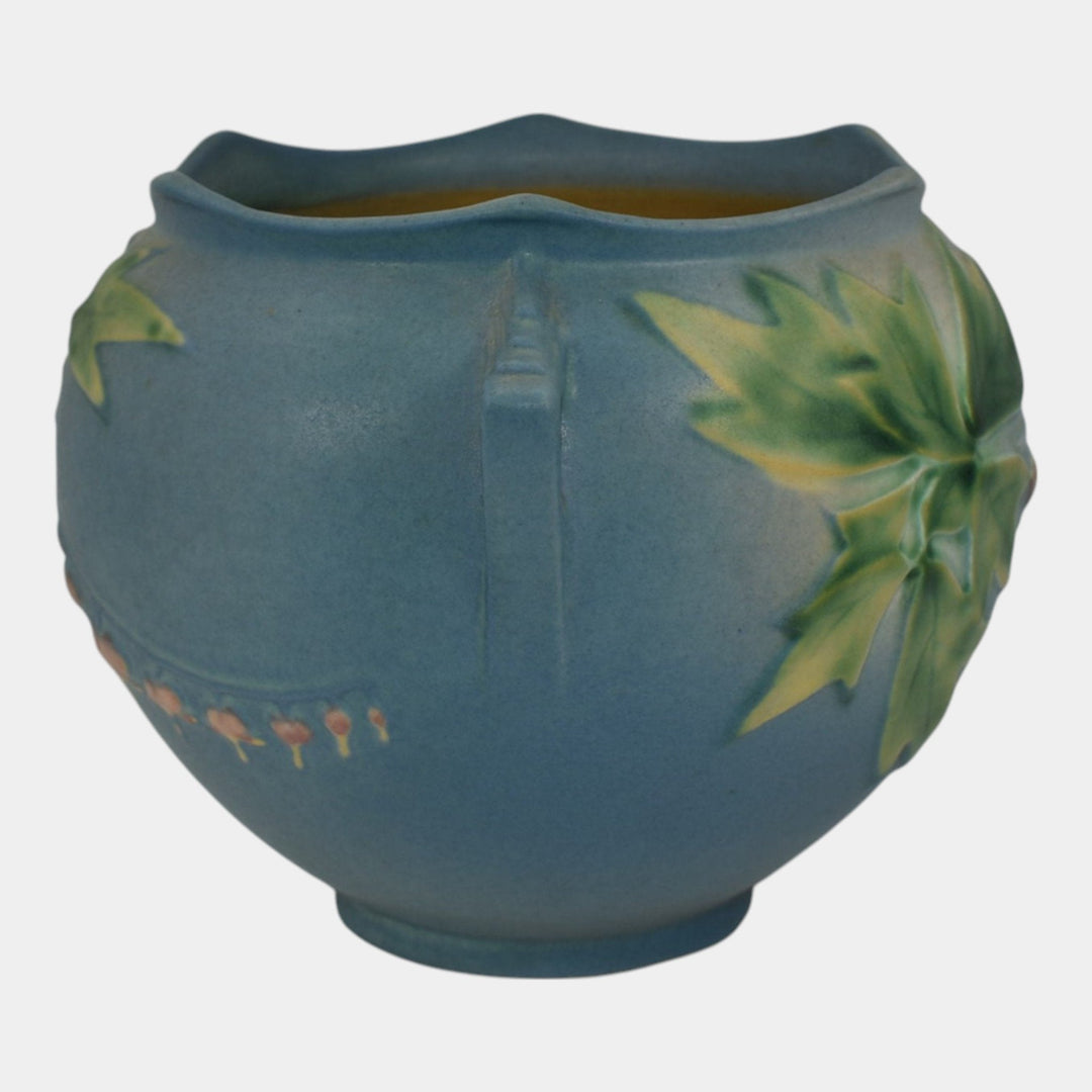 Roseville Bleeding Heart Blue 1940 Vintage Art Pottery Jardiniere Planter 651-5