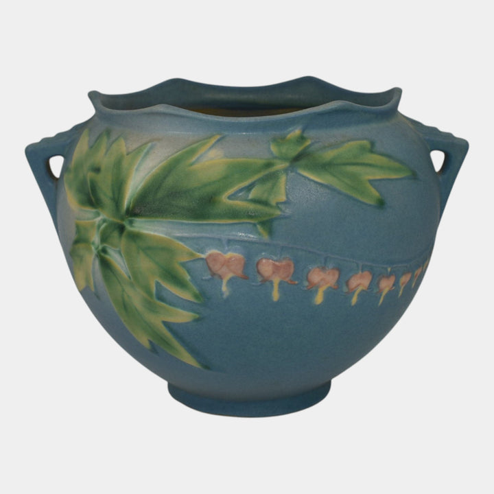Roseville Bleeding Heart Blue 1940 Vintage Art Pottery Jardiniere Planter 651-5