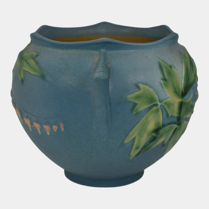 Roseville Bleeding Heart Blue 1940 Vintage Art Pottery Jardiniere Planter 651-5