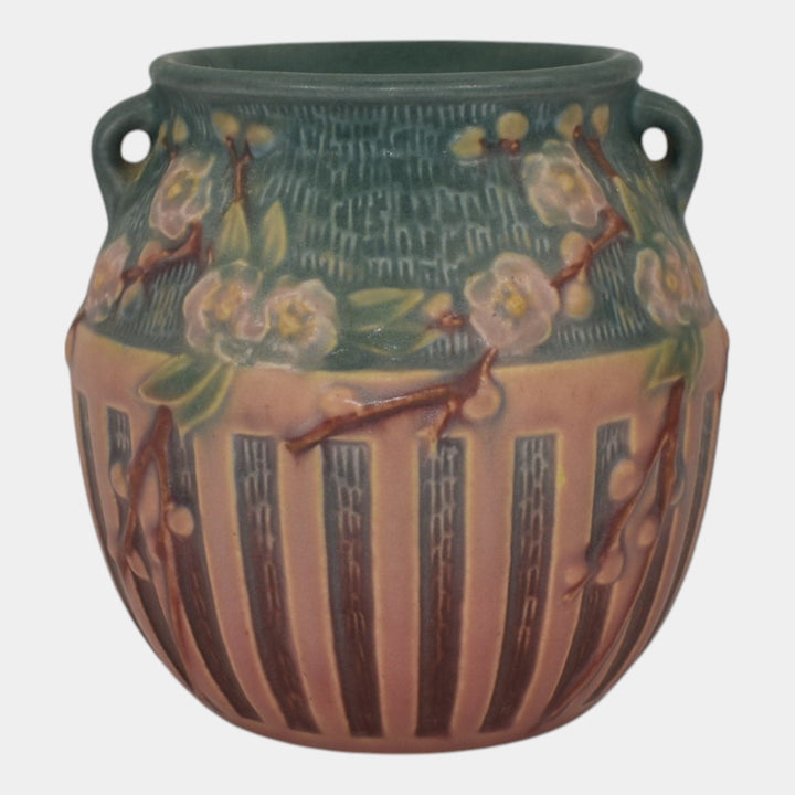 Roseville Cherry Blossom Pink 1933 Vintage Art Deco Pottery Ceramic Vase 619-5