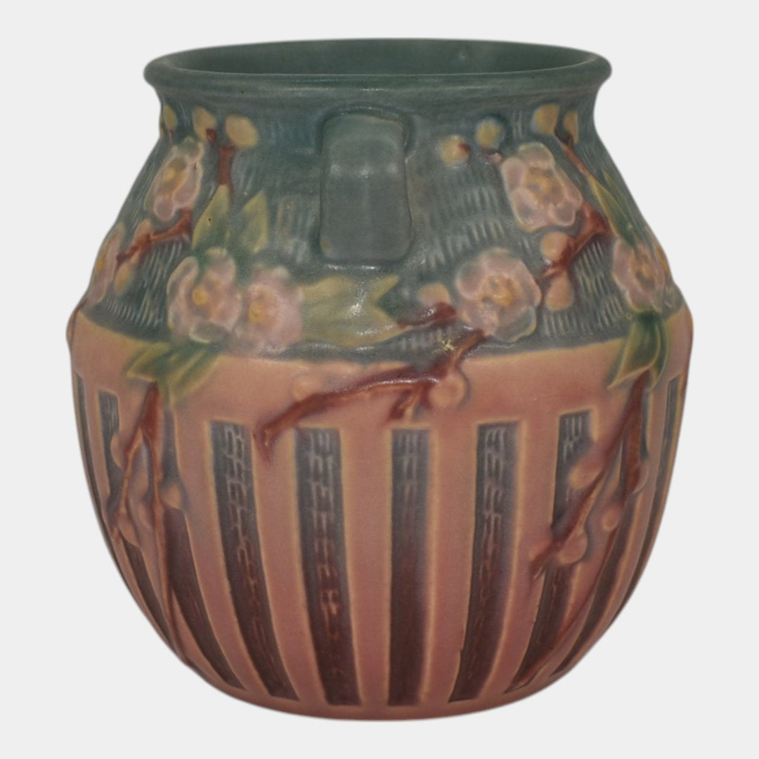 Roseville Cherry Blossom Pink 1933 Vintage Art Deco Pottery Ceramic Vase 619-5