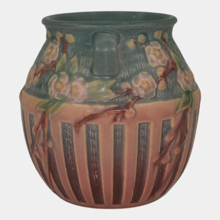 Roseville Cherry Blossom Pink 1933 Vintage Art Deco Pottery Ceramic Vase 619-5