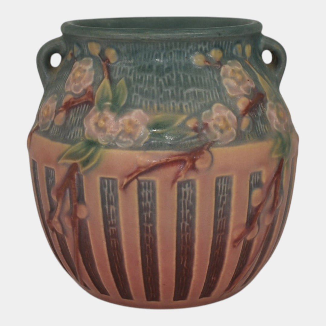 Roseville Cherry Blossom Pink 1933 Vintage Art Deco Pottery Ceramic Vase 619-5