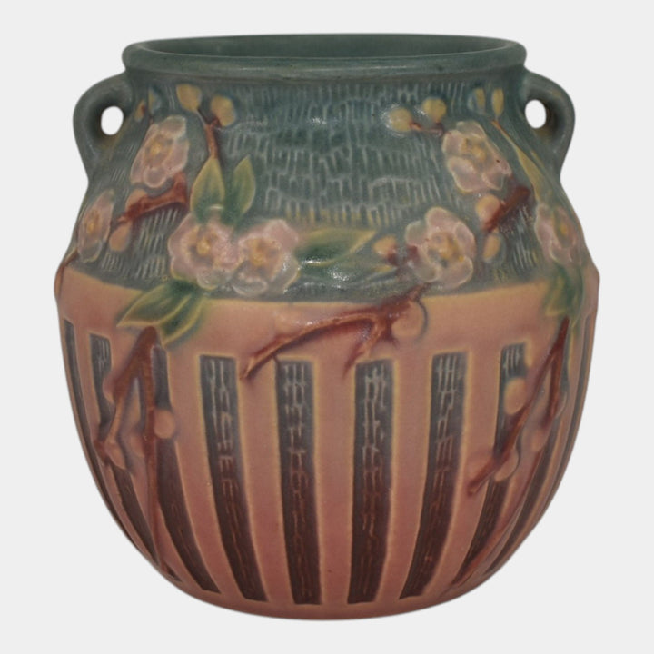 Roseville Cherry Blossom Pink 1933 Vintage Art Deco Pottery Ceramic Vase 619-5