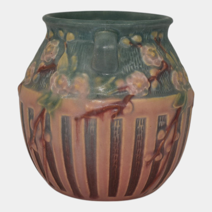 Roseville Cherry Blossom Pink 1933 Vintage Art Deco Pottery Ceramic Vase 619-5