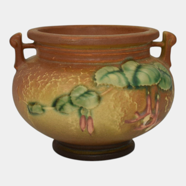 Roseville Fuchsia Brown 1938 Vintage Pottery Ceramic Jardiniere Planter 645-3
