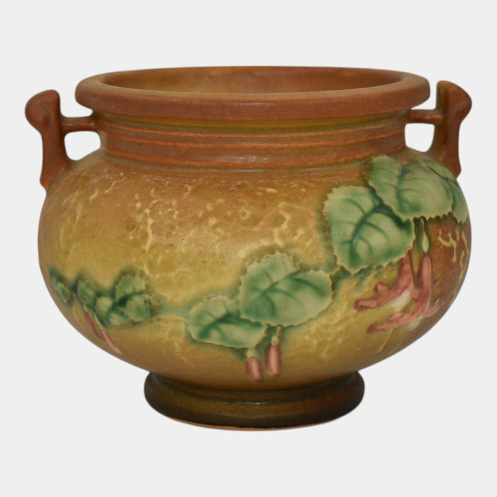 Roseville Fuchsia Brown 1938 Vintage Pottery Ceramic Jardiniere Planter 645-3