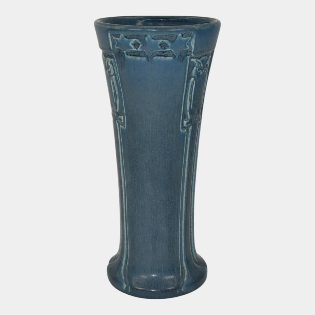 Rookwood 1921 Vintage Arts And Crafts Pottery Blue Ceramic Owl Vase 2216