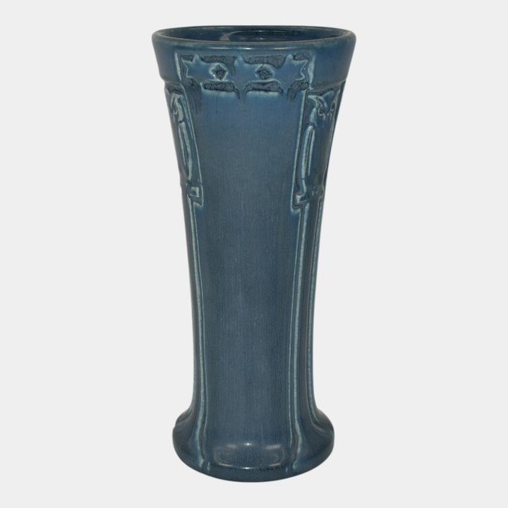 Rookwood 1921 Vintage Arts And Crafts Pottery Blue Ceramic Owl Vase 2216