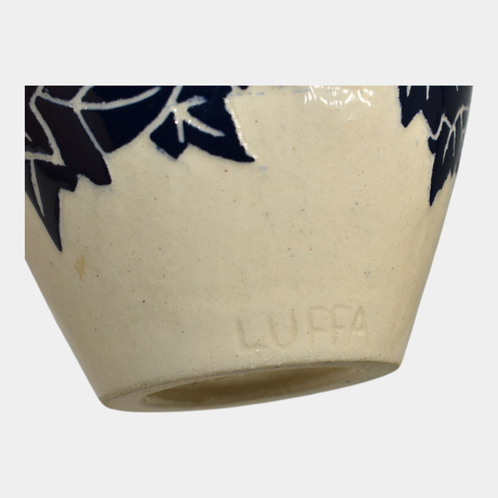 Ken Tracy 2006 Studio Art Pottery Blue White Luffa Hand Made Ceramic Vase 401 - Just Art Pottery