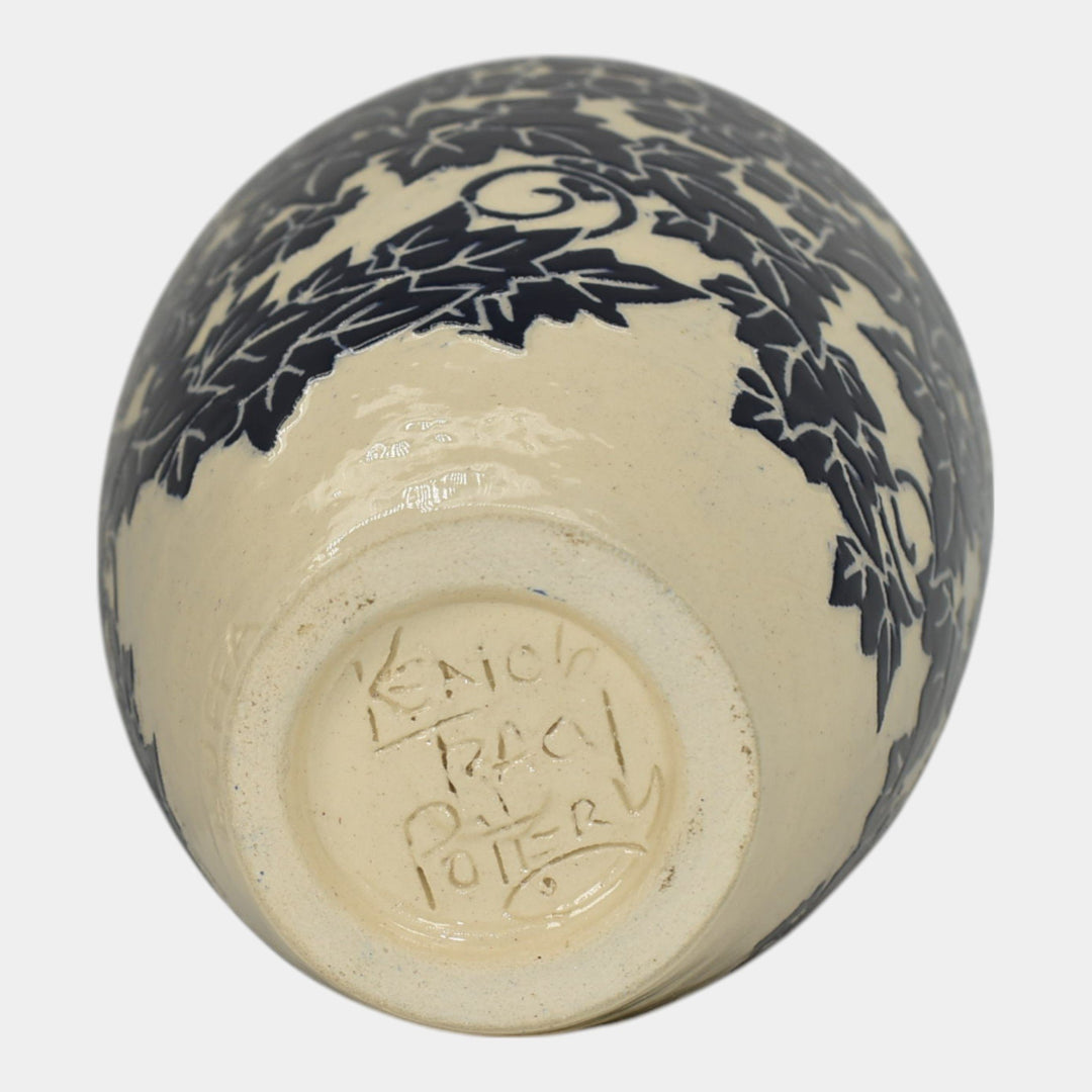 Ken Tracy 2006 Studio Art Pottery Blue White Luffa Hand Made Ceramic Vase 401 - Just Art Pottery