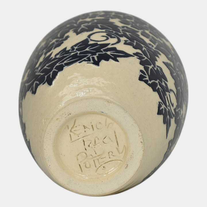 Ken Tracy 2006 Studio Art Pottery Blue White Luffa Hand Made Ceramic Vase 401 - Just Art Pottery