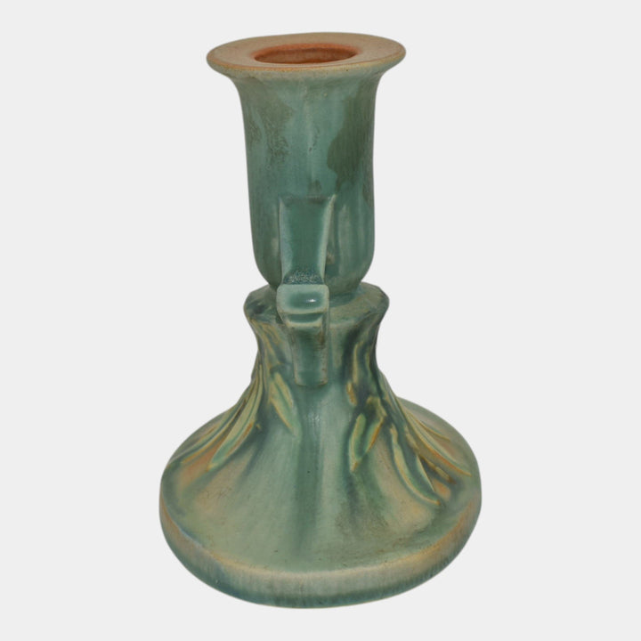 Roseville Moss Blue 1936 Pottery Candle Holder 1107-4