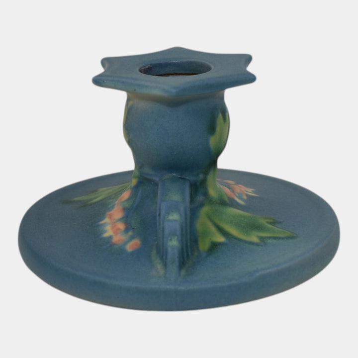 Roseville Bleeding Heart Blue 1940 Pottery Candle Holder 1140